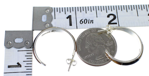 Southwestern Sterling Silver And Multicolor Post Hoop Earrings RX65601